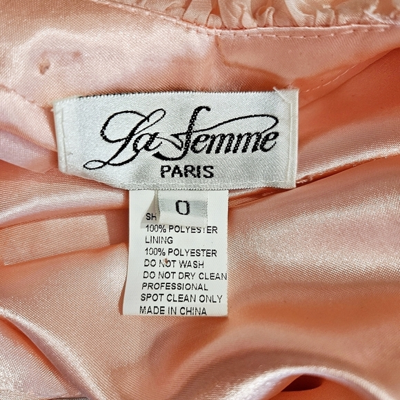 La Femme Glittery Beaded Pink Chiffon Mini Dress - Picture 6 of 7